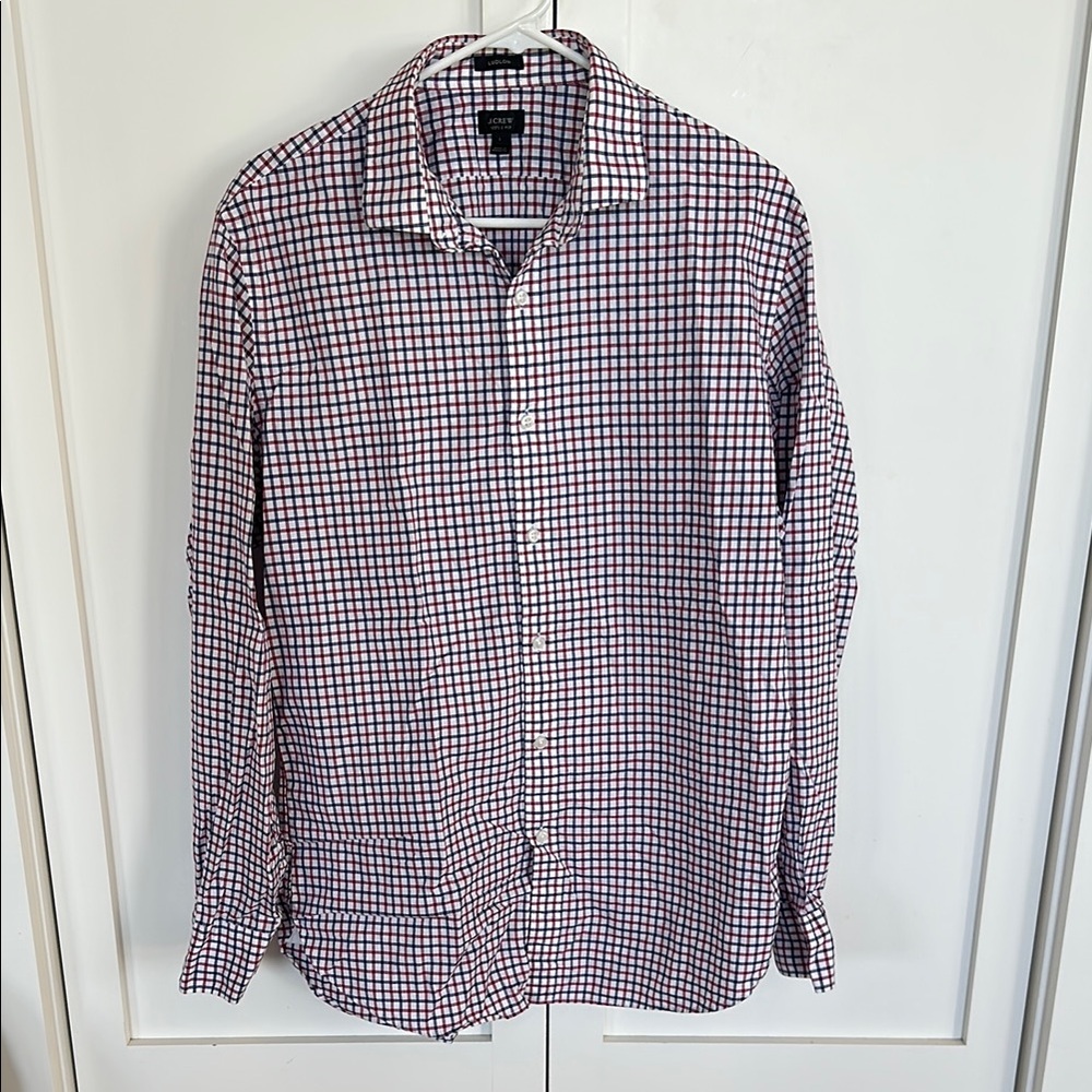 J. Crew Red and Blue Casual Button Down Shirt